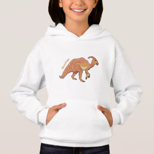Cute parasaurolophus dinosaur cartoon illustration hoodie