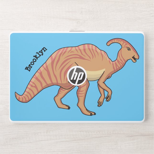Cute parasaurolophus dinosaur cartoon illustration HP laptop skin (Front)