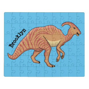 Cute parasaurolophus dinosaur cartoon illustration jigsaw puzzle