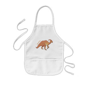 Cute parasaurolophus dinosaur cartoon illustration kids' apron
