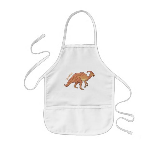 Cute parasaurolophus dinosaur cartoon illustration kids apron