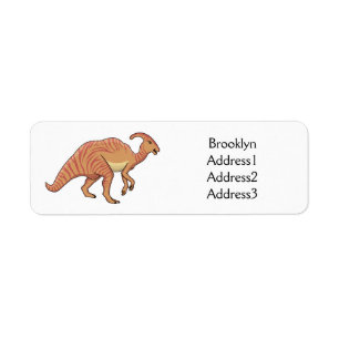 Cute parasaurolophus dinosaur cartoon illustration label