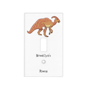 Cute parasaurolophus dinosaur cartoon illustration light switch cover