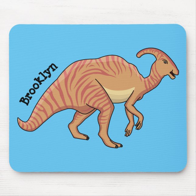 Cute parasaurolophus dinosaur cartoon illustration mouse pad (Front)
