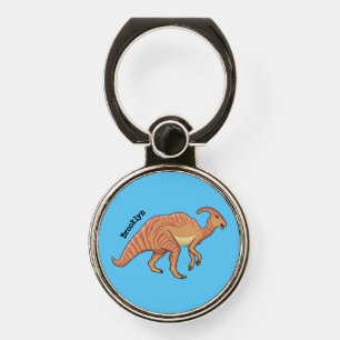 Cute parasaurolophus dinosaur cartoon illustration phone ring stand