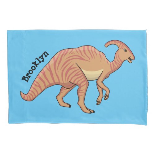 Cute parasaurolophus dinosaur cartoon illustration pillow case