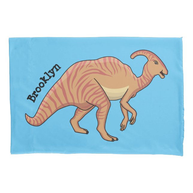 Cute parasaurolophus dinosaur cartoon illustration pillow case (Front)