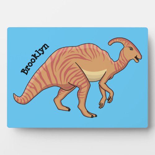 Cute parasaurolophus dinosaur cartoon illustration plaque