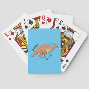 Cute parasaurolophus dinosaur cartoon illustration poker cards