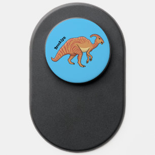 Cute parasaurolophus dinosaur cartoon illustration PopSocket
