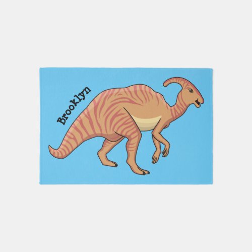 Cute parasaurolophus dinosaur cartoon illustration rug