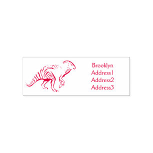 Cute parasaurolophus dinosaur cartoon illustration self-inking stamp