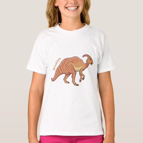 Cute parasaurolophus dinosaur cartoon illustration T_Shirt