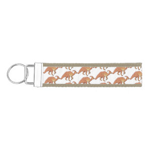 Cute parasaurolophus dinosaur cartoon illustration wrist keychain