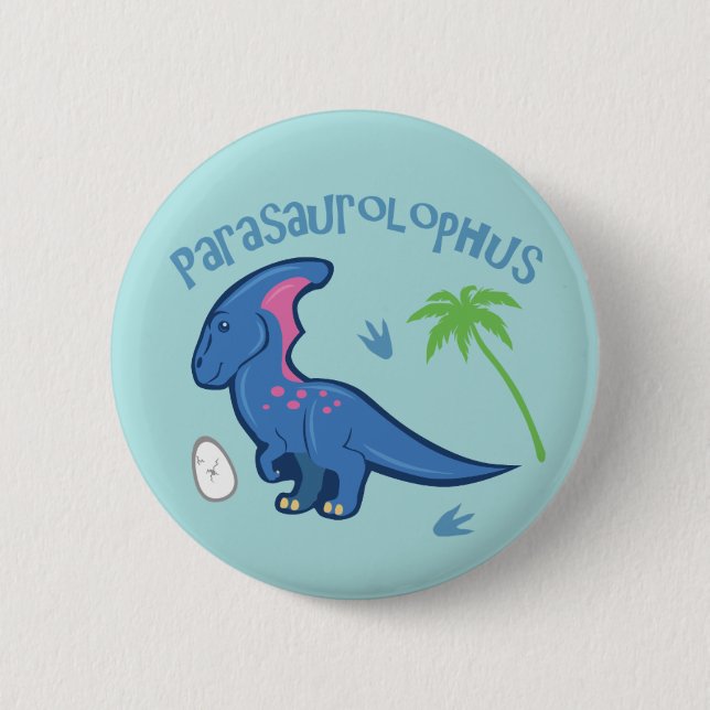 Cute Parasaurolophus Pinback Button (Front)