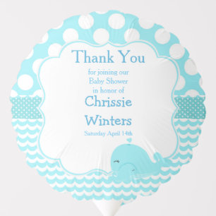 Cute Parent & Baby Whale Blue Boy Baby Shower Balloon