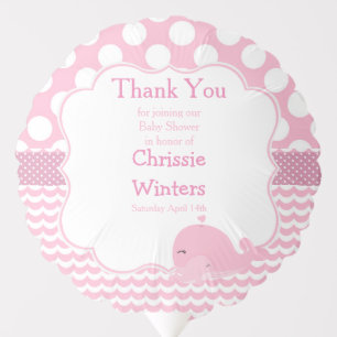 Cute Parent & Baby Whale Pink Girl Baby Shower Balloon