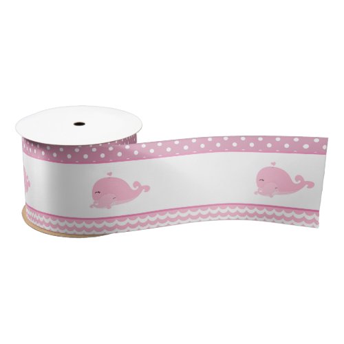 Cute Parent  Baby Whale Pink Girl Satin Ribbon