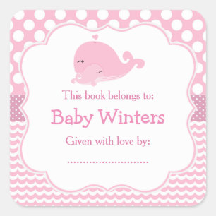 Cute Parent & Child Whale Pink Girl Bookplate