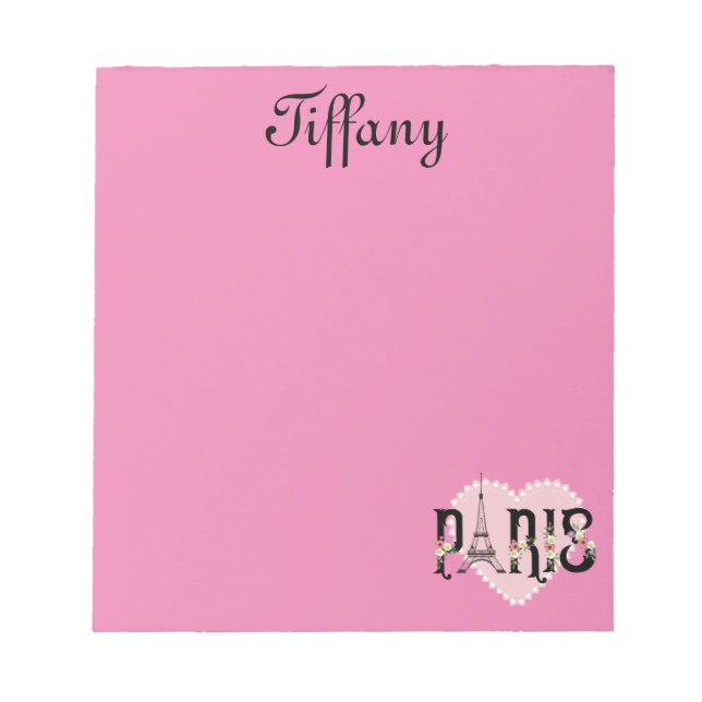 Cute Paris Heart Pink Notepad (Front)