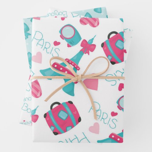 Cute Paris Pattern Wrapping Paper Sheets