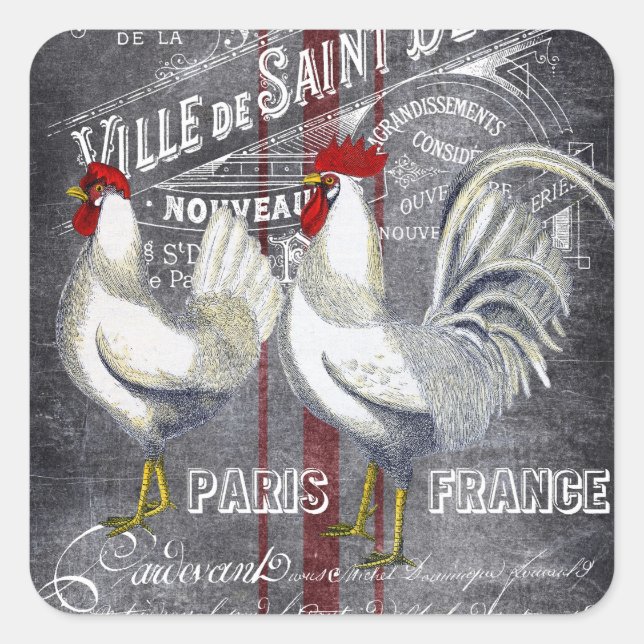 Cute Paris roosters any purpose sticker (Front)