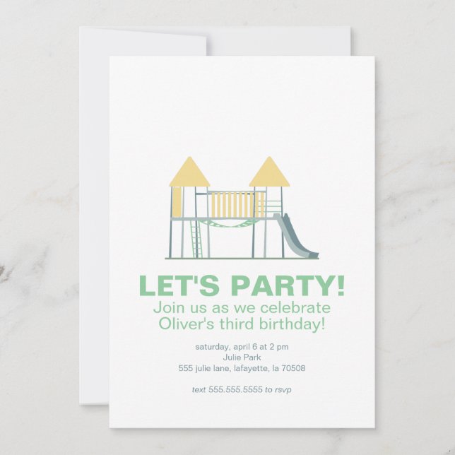Cute Park Jungle Gym Birthday Party Invitation (Front)
