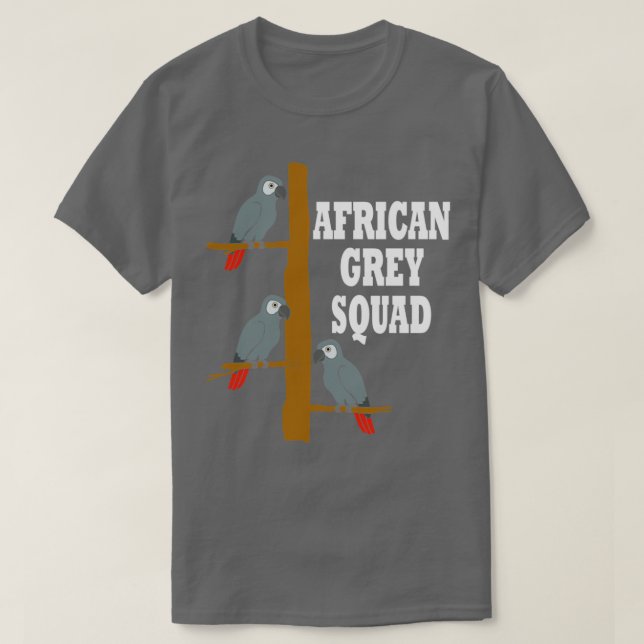 Cute Parrot African Gray Squad Ironic Animal T-Shirt (Design Front)