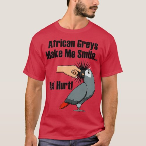 Cute Parrot Angry African Gray Biting Finger T_Shirt