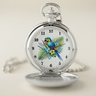 Cute parrot bird lovers pocket watch