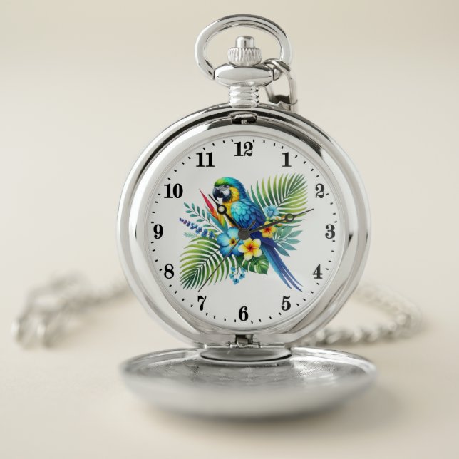 Cute parrot bird lovers pocket watch (Inside)