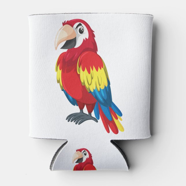 Cute parrot cartoon can cooler (Front)