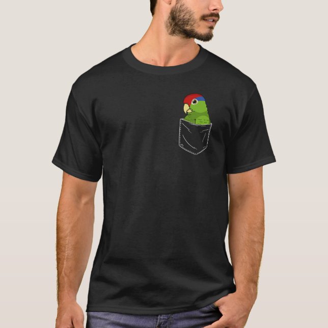Cute Parrot In A Pocket I Red headed Mexican Amazo T-Shirt (Front)