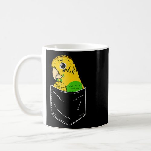 Cute Parrot In A Pocket I Yellow Budgie Budgerigar Coffee Mug