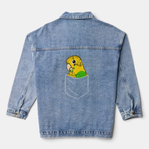 Cute Parrot In A Pocket I Yellow Budgie Budgerigar Denim Jacket