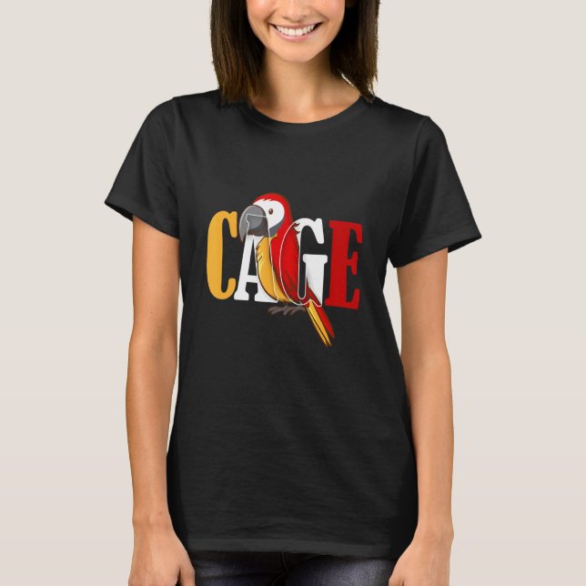 Cute parrot trapped inside the cage illusion graph T-Shirt (Front)