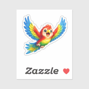 Cute Parrot with Big Eyes Happy Colorful Bird Sticker