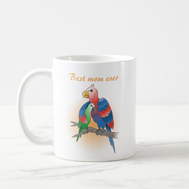 Cute Parrots Happy Mother's Day Coffee Mug (Left)