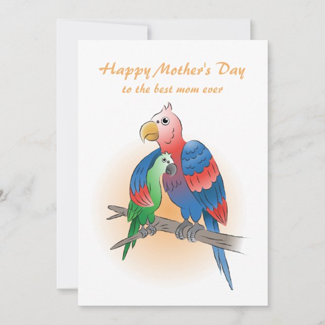 Cute Parrots Mother's Day Card (Front)