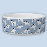 Cute Parson Jack Russell Terrier Dog Bowl<br><div class="desc">Adorable and feisty little dog pattern on a blue background.</div>