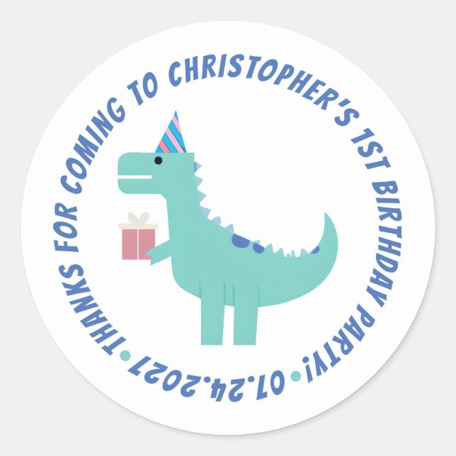 Cute Party Alligator Birthday Thank You Classic Round Sticker (Front)