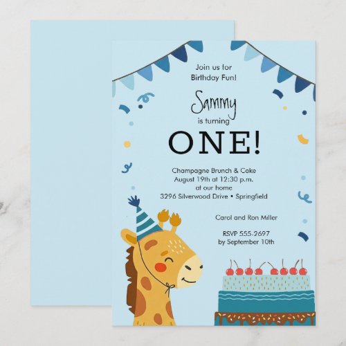 Cute Party Animal Boy 1st Birthday