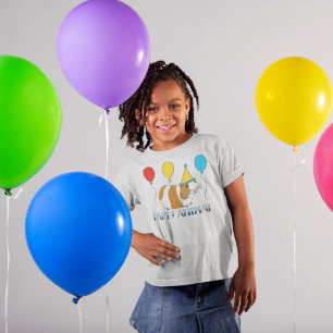 Cute Party Animal Guinea Pig and Balloons Graphic T-Shirt