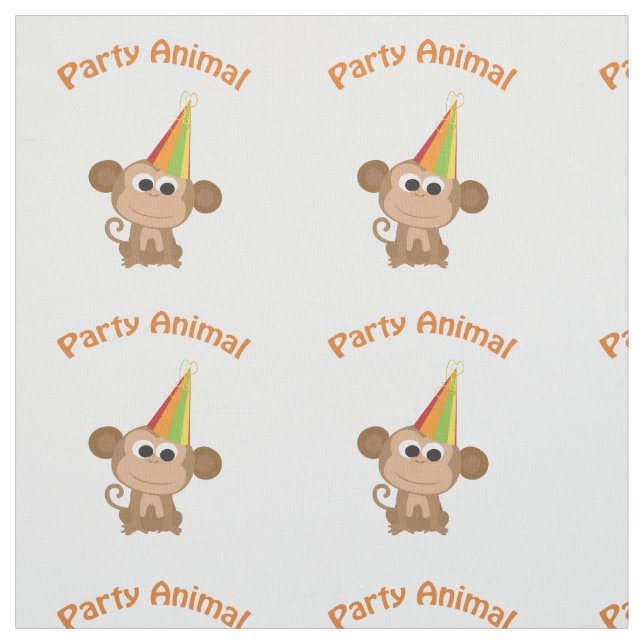 Cute Party Animal Monkey Fabric (Swatch)