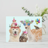 Cute Party Animals Birthday Invitation (Standing Front)