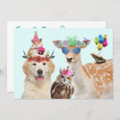 Cute Party Animals Birthday Invitation (Front/Back)