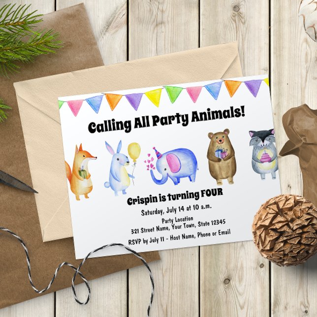 Cute Party Animals Birthday Invitation (Creator Uploaded)