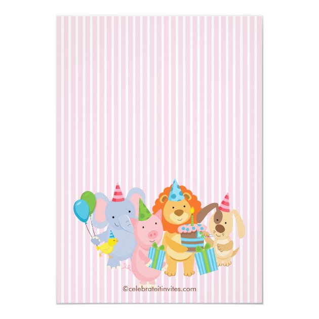 Cute Party Animals Birthday Party Invitations