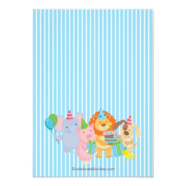 Cute Party Animals Birthday Party Invitations