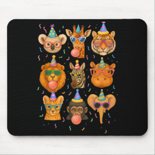 Cute Party Animals Birthday Wildlife Zoo Birthday  Mouse Pad
